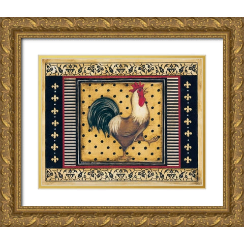 Provence Rooster I Gold Ornate Wood Framed Art Print with Double Matting by Poloson, Kimberly
