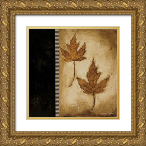 Maple Leaves II Gold Ornate Wood Framed Art Print with Double Matting by Poloson, Kimberly
