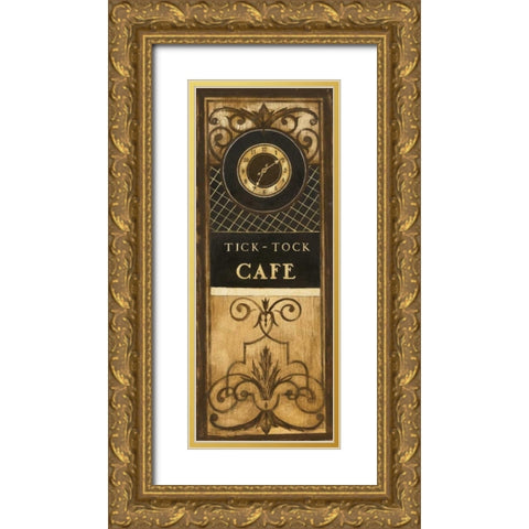 Tick Tock Cafe Gold Ornate Wood Framed Art Print with Double Matting by Poloson, Kimberly