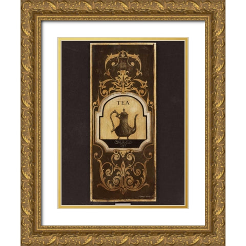 Tea Time I Gold Ornate Wood Framed Art Print with Double Matting by Poloson, Kimberly