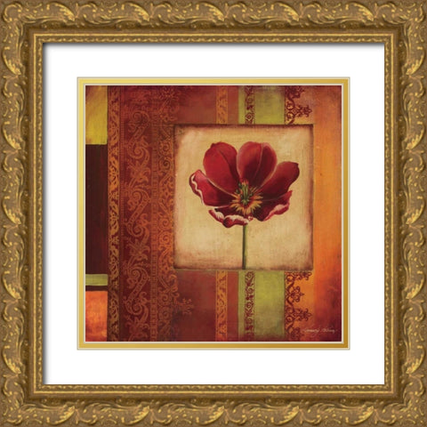 Mediterranean Floral I Gold Ornate Wood Framed Art Print with Double Matting by Poloson, Kimberly