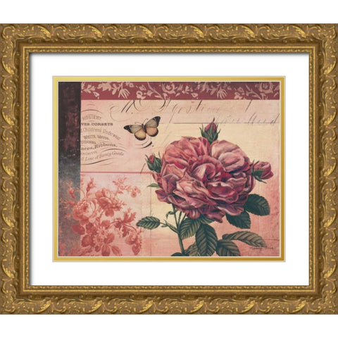 Le Rose a Monte I Gold Ornate Wood Framed Art Print with Double Matting by Poloson, Kimberly