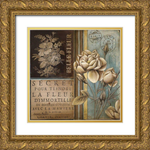 Belle Fleur I Gold Ornate Wood Framed Art Print with Double Matting by Poloson, Kimberly