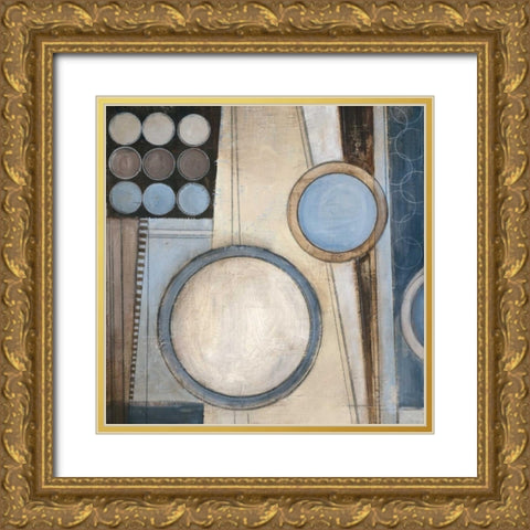 Blue Notes Square I Gold Ornate Wood Framed Art Print with Double Matting by Poloson, Kimberly