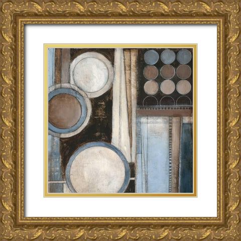 Blue Notes Square II Gold Ornate Wood Framed Art Print with Double Matting by Poloson, Kimberly