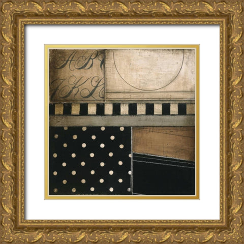 Fancy Square I Gold Ornate Wood Framed Art Print with Double Matting by Poloson, Kimberly