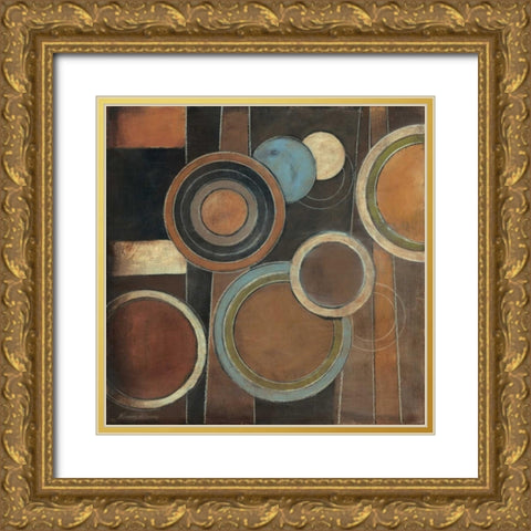 Abstract Circles I Gold Ornate Wood Framed Art Print with Double Matting by Poloson, Kimberly