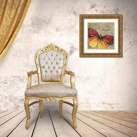 Butterfly I Gold Ornate Wood Framed Art Print with Double Matting by Poloson, Kimberly