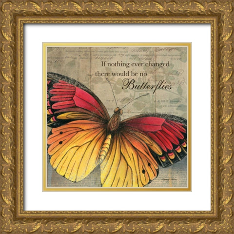 Butterfly I Gold Ornate Wood Framed Art Print with Double Matting by Poloson, Kimberly