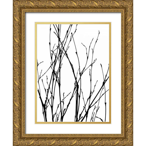 Dancing Branches III Gold Ornate Wood Framed Art Print with Double Matting by Burkhart, Monika