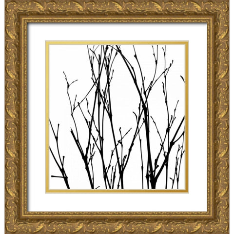 Dancing Branches V Gold Ornate Wood Framed Art Print with Double Matting by Burkhart, Monika