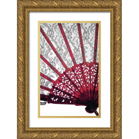 Vintage Fan II Gold Ornate Wood Framed Art Print with Double Matting by Burkhart, Monika