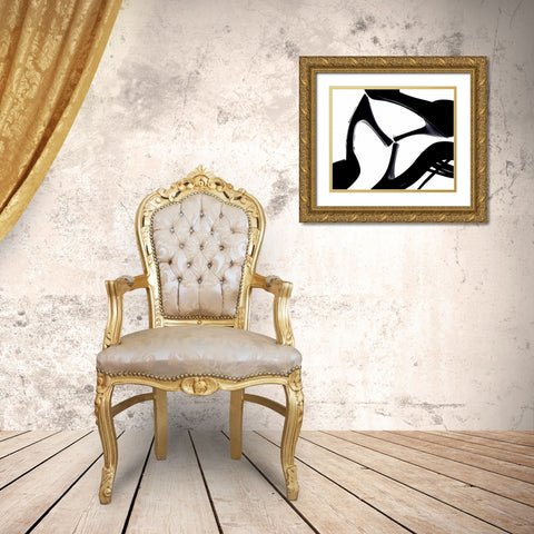 High Heels III Gold Ornate Wood Framed Art Print with Double Matting by Burkhart, Monika