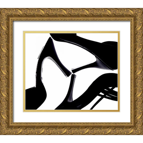 High Heels III Gold Ornate Wood Framed Art Print with Double Matting by Burkhart, Monika