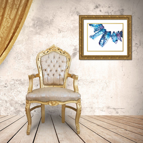Blue I Gold Ornate Wood Framed Art Print with Double Matting by Burkhart, Monika