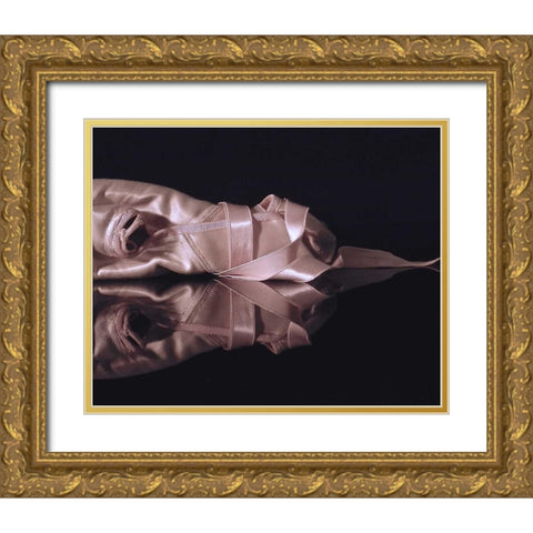 Ballet Toe Shoes Gold Ornate Wood Framed Art Print with Double Matting by Burkhart, Monika