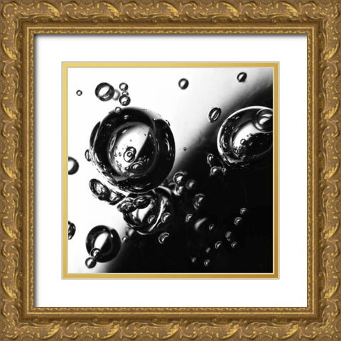 Bubbles I Gold Ornate Wood Framed Art Print with Double Matting by Burkhart, Monika