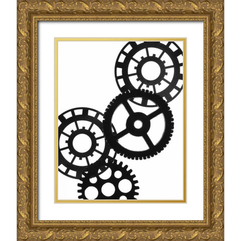 Gears II Gold Ornate Wood Framed Art Print with Double Matting by Burkhart, Monika