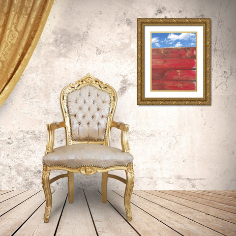 Over The Fence Gold Ornate Wood Framed Art Print with Double Matting by Burkhart, Monika
