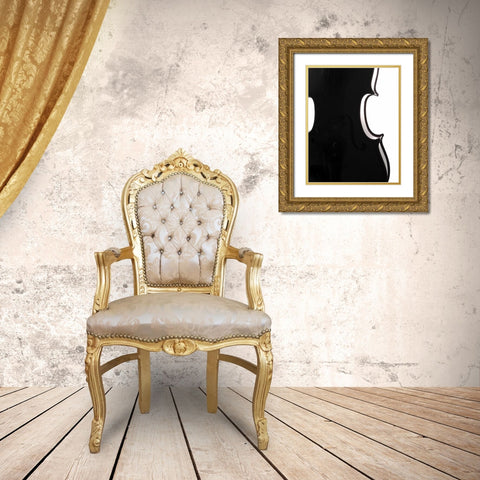 Violin Curves Gold Ornate Wood Framed Art Print with Double Matting by Burkhart, Monika