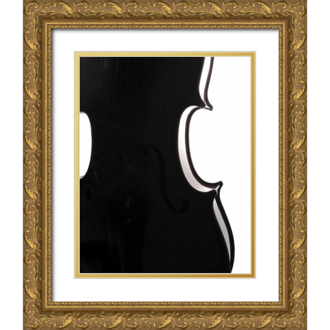 Violin Curves Gold Ornate Wood Framed Art Print with Double Matting by Burkhart, Monika