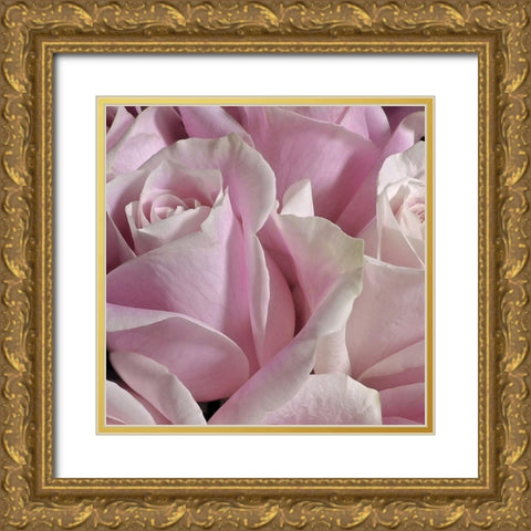 Pastel Pink Rose Bouquet Gold Ornate Wood Framed Art Print with Double Matting by Burkhart, Monika
