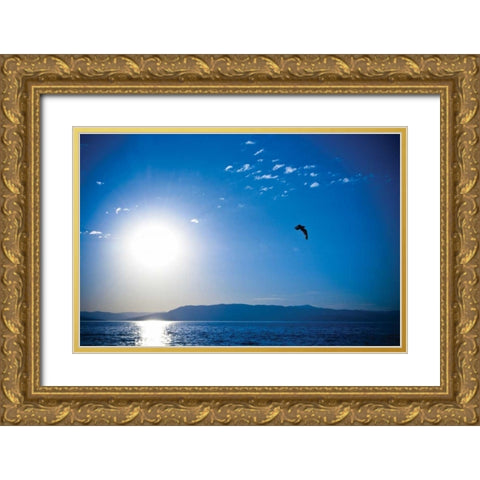 Flathead Lake Gold Ornate Wood Framed Art Print with Double Matting by Berzel, Erin