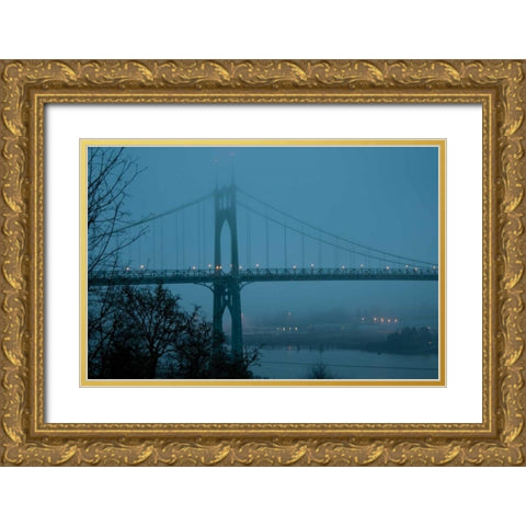 St. Johns Bridge III Gold Ornate Wood Framed Art Print with Double Matting by Berzel, Erin
