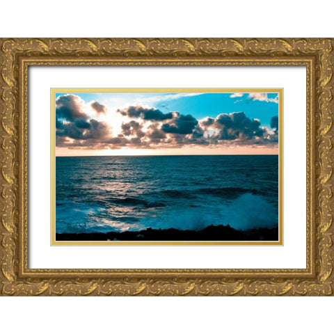 Depoe Bay Sunset I Gold Ornate Wood Framed Art Print with Double Matting by Berzel, Erin