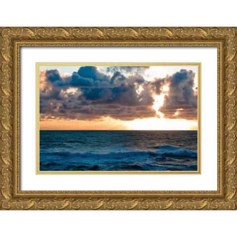 Depoe Bay Sunset II Gold Ornate Wood Framed Art Print with Double Matting by Berzel, Erin