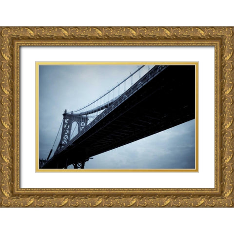 Manhattan Bridge I Gold Ornate Wood Framed Art Print with Double Matting by Berzel, Erin