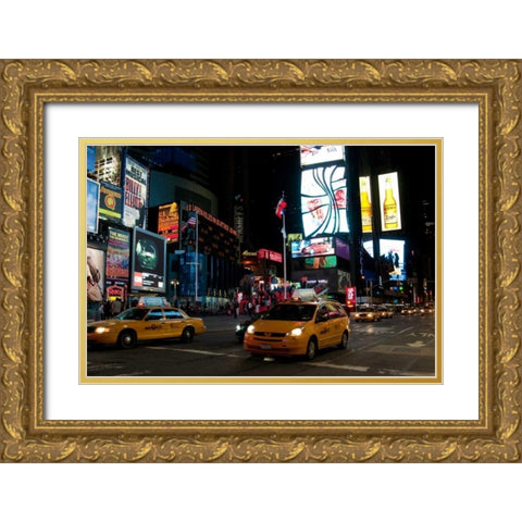 Times Square II Gold Ornate Wood Framed Art Print with Double Matting by Berzel, Erin