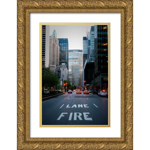 Manhattan Fire Lane Gold Ornate Wood Framed Art Print with Double Matting by Berzel, Erin