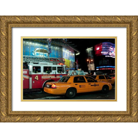 News in Times Square II Gold Ornate Wood Framed Art Print with Double Matting by Berzel, Erin