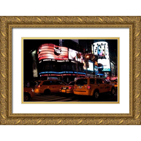 News in Times Square III Gold Ornate Wood Framed Art Print with Double Matting by Berzel, Erin