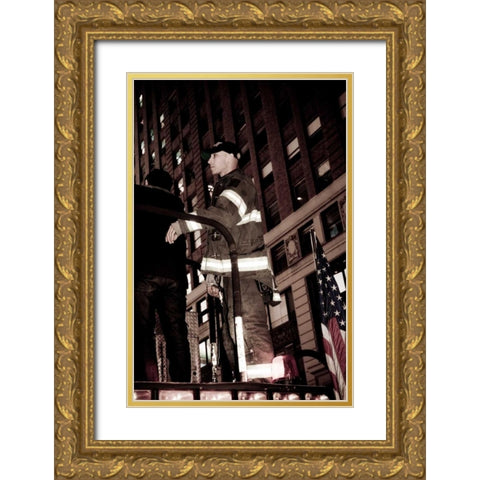 FDNY Firefighter I Gold Ornate Wood Framed Art Print with Double Matting by Berzel, Erin