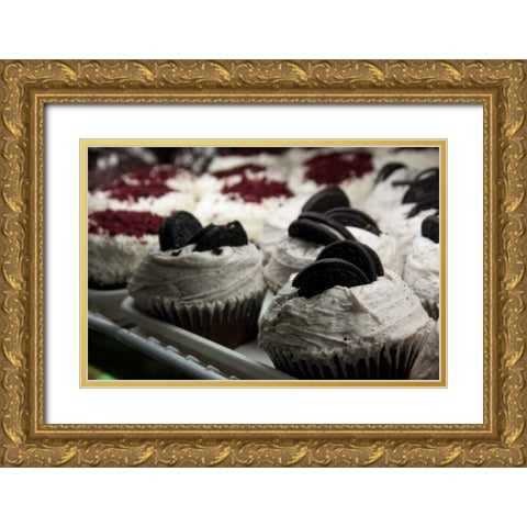 Cupcakes I Gold Ornate Wood Framed Art Print with Double Matting by Berzel, Erin