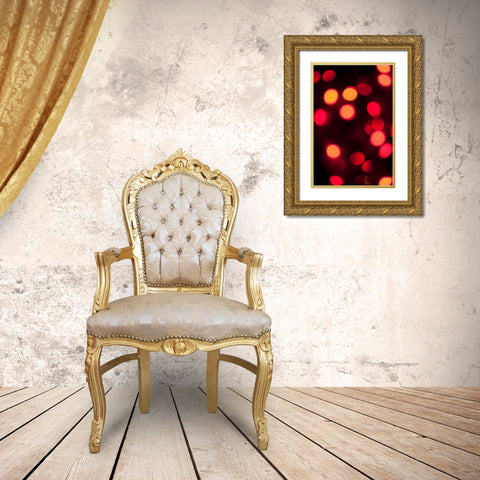 Red Bokeh Gold Ornate Wood Framed Art Print with Double Matting by Berzel, Erin