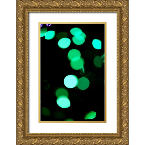 Green Bokeh Gold Ornate Wood Framed Art Print with Double Matting by Berzel, Erin