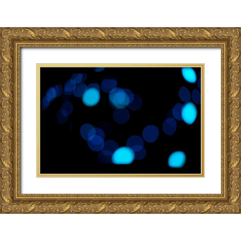 Blue Bokeh II Gold Ornate Wood Framed Art Print with Double Matting by Berzel, Erin