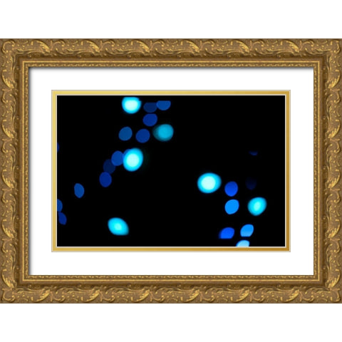 Blue Bokeh III Gold Ornate Wood Framed Art Print with Double Matting by Berzel, Erin