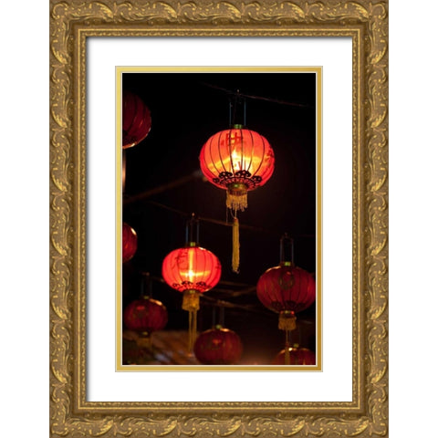 Chinese Lanterns II Gold Ornate Wood Framed Art Print with Double Matting by Berzel, Erin