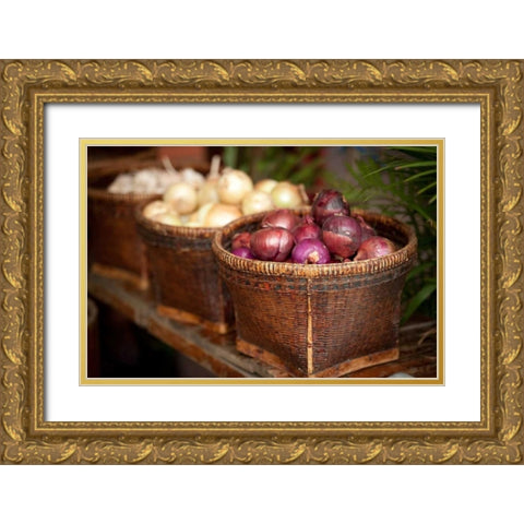Cambodia Market II Gold Ornate Wood Framed Art Print with Double Matting by Berzel, Erin