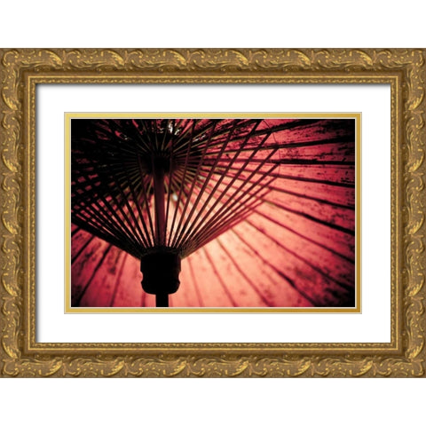 Cambodia Umbrella Gold Ornate Wood Framed Art Print with Double Matting by Berzel, Erin