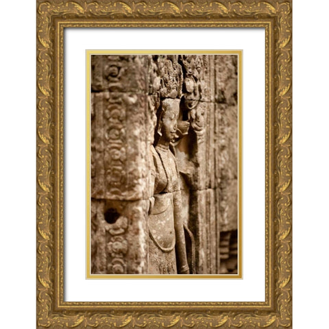 Apsara at Bayon Gold Ornate Wood Framed Art Print with Double Matting by Berzel, Erin