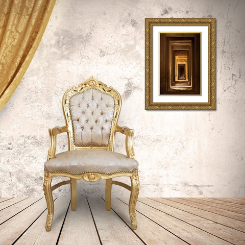 Windows at Bayon Gold Ornate Wood Framed Art Print with Double Matting by Berzel, Erin