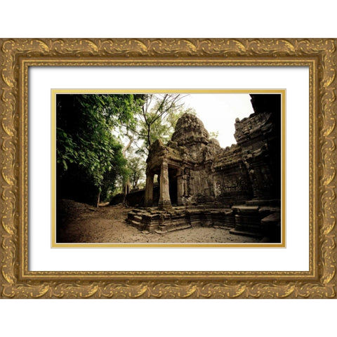 Preah Khan I Gold Ornate Wood Framed Art Print with Double Matting by Berzel, Erin