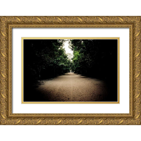 Pathway at Preah Khan Gold Ornate Wood Framed Art Print with Double Matting by Berzel, Erin