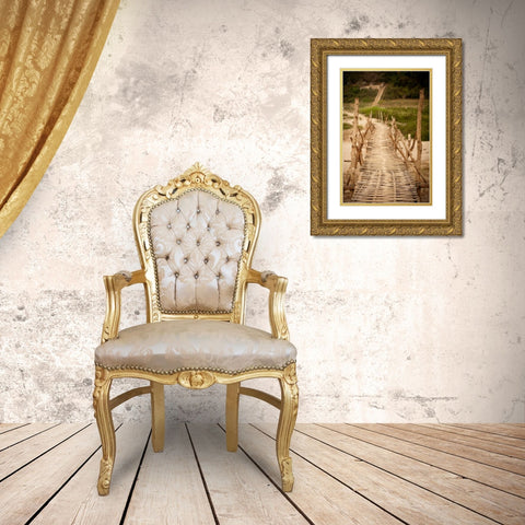Bamboo Bridge Gold Ornate Wood Framed Art Print with Double Matting by Berzel, Erin