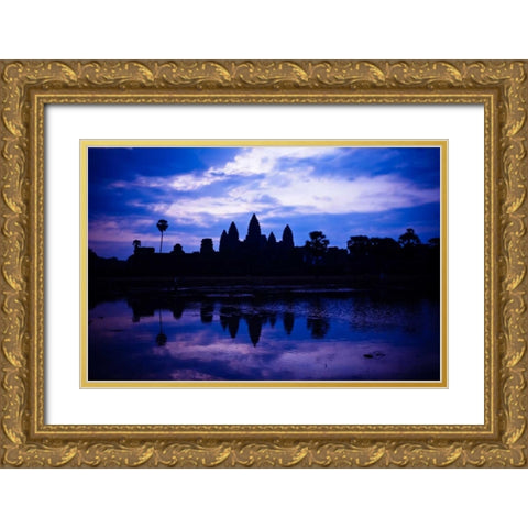 Angkor Wat Sunrise III Gold Ornate Wood Framed Art Print with Double Matting by Berzel, Erin